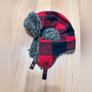 Swiss Tech Performance Gear Trapper Hat Red and black buffalo plaid adult size